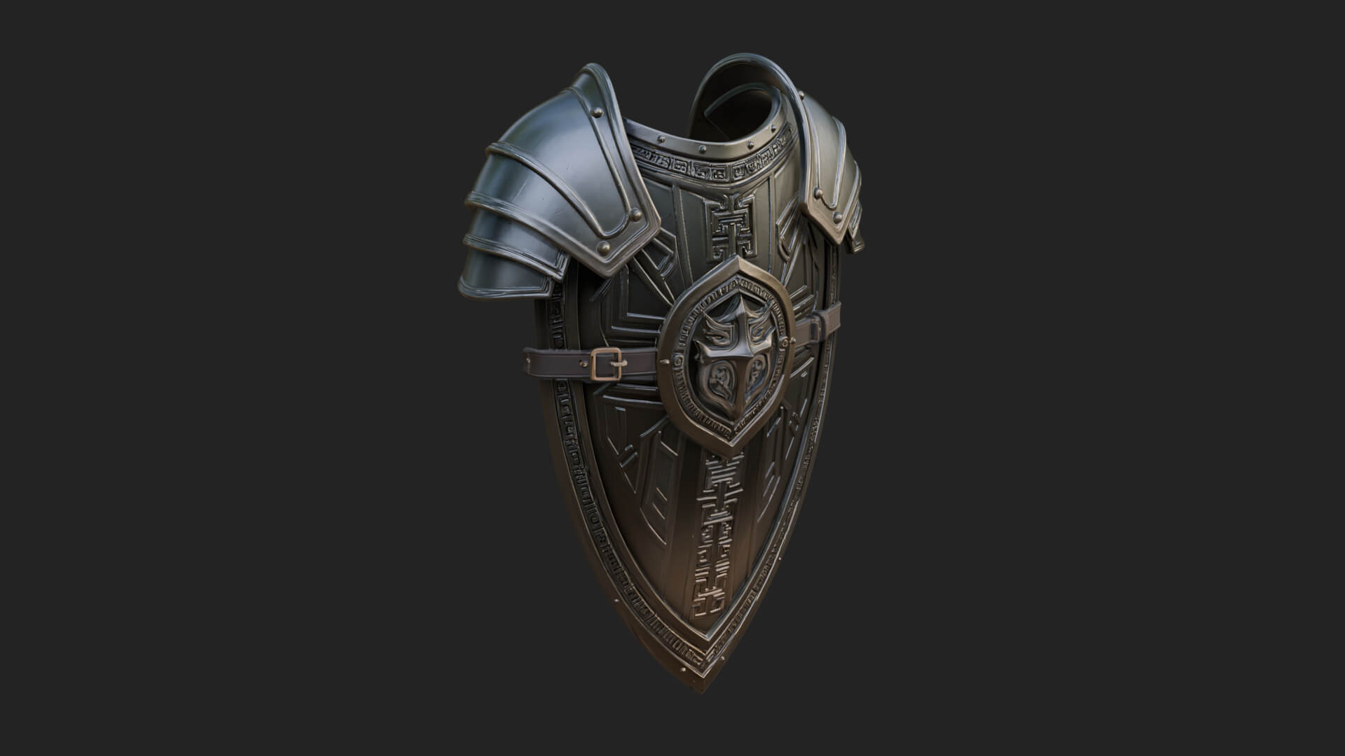 Pauldron Mounted Kite Shield Model Design 1 3D Print Model 3D Model