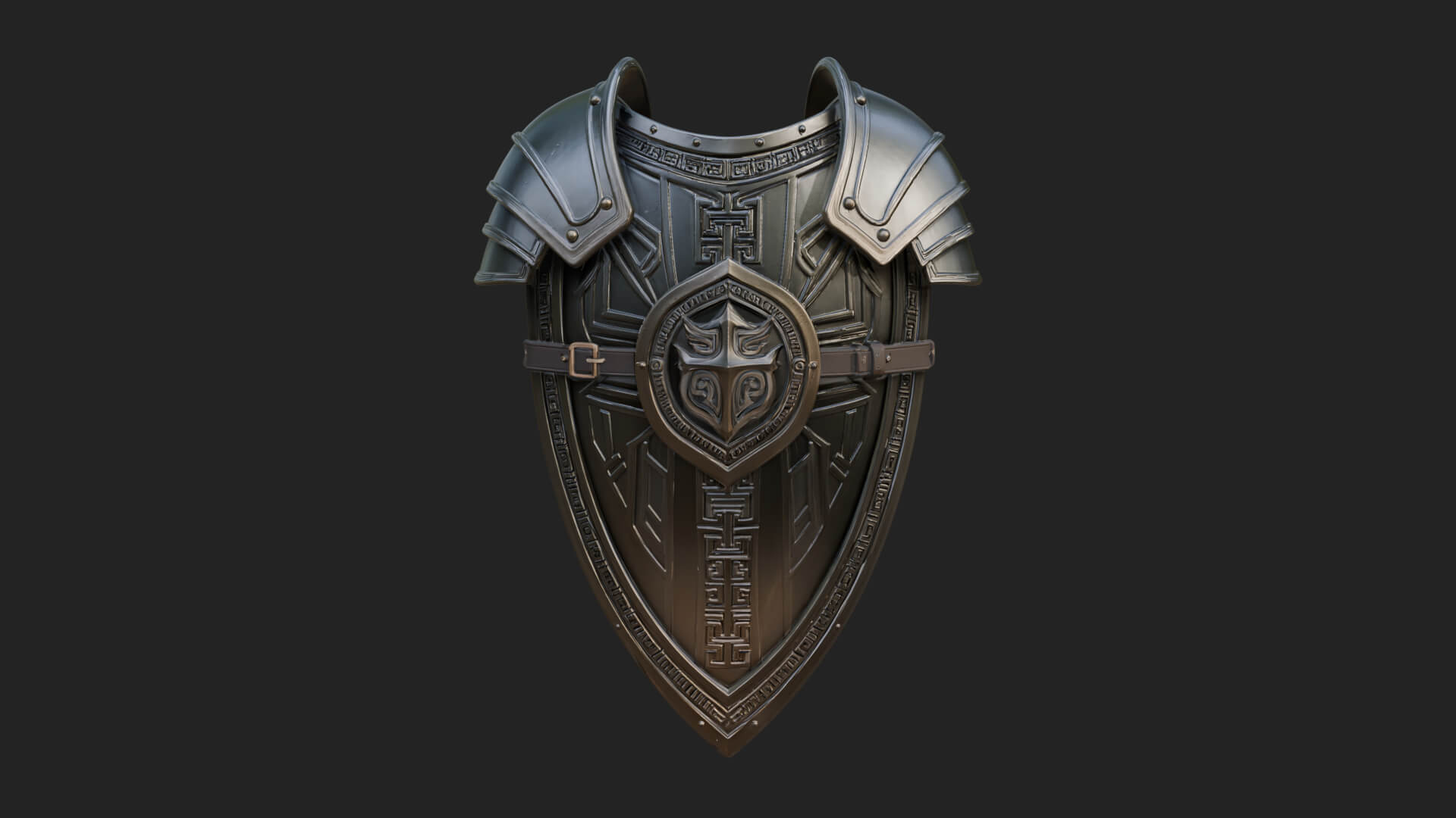 Pauldron Mounted Kite Shield Model Design 1 3D Print Model 3D Model