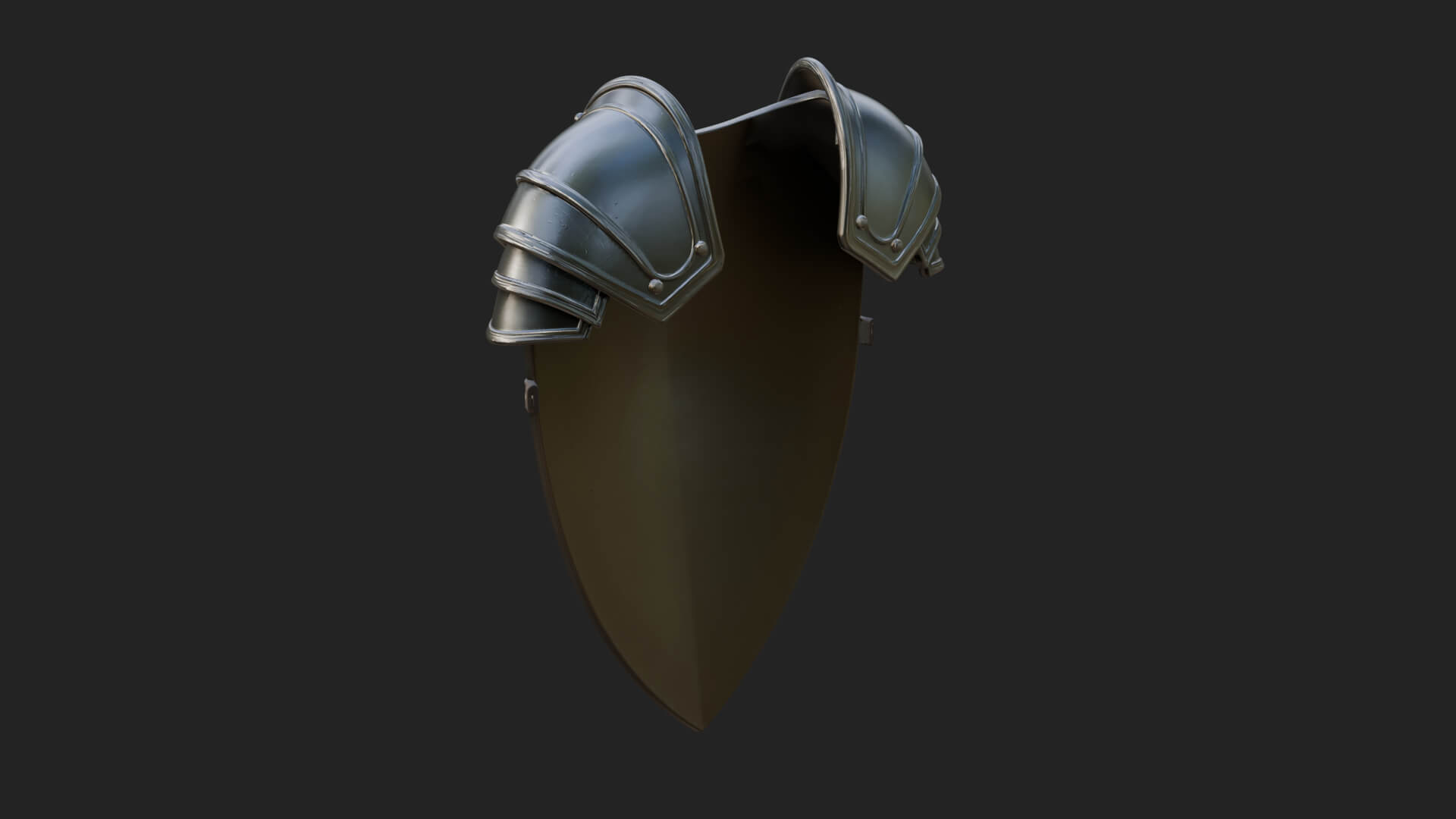 Pauldron Mounted Kite Shield Model Design 1 3D Print Model 3D Model