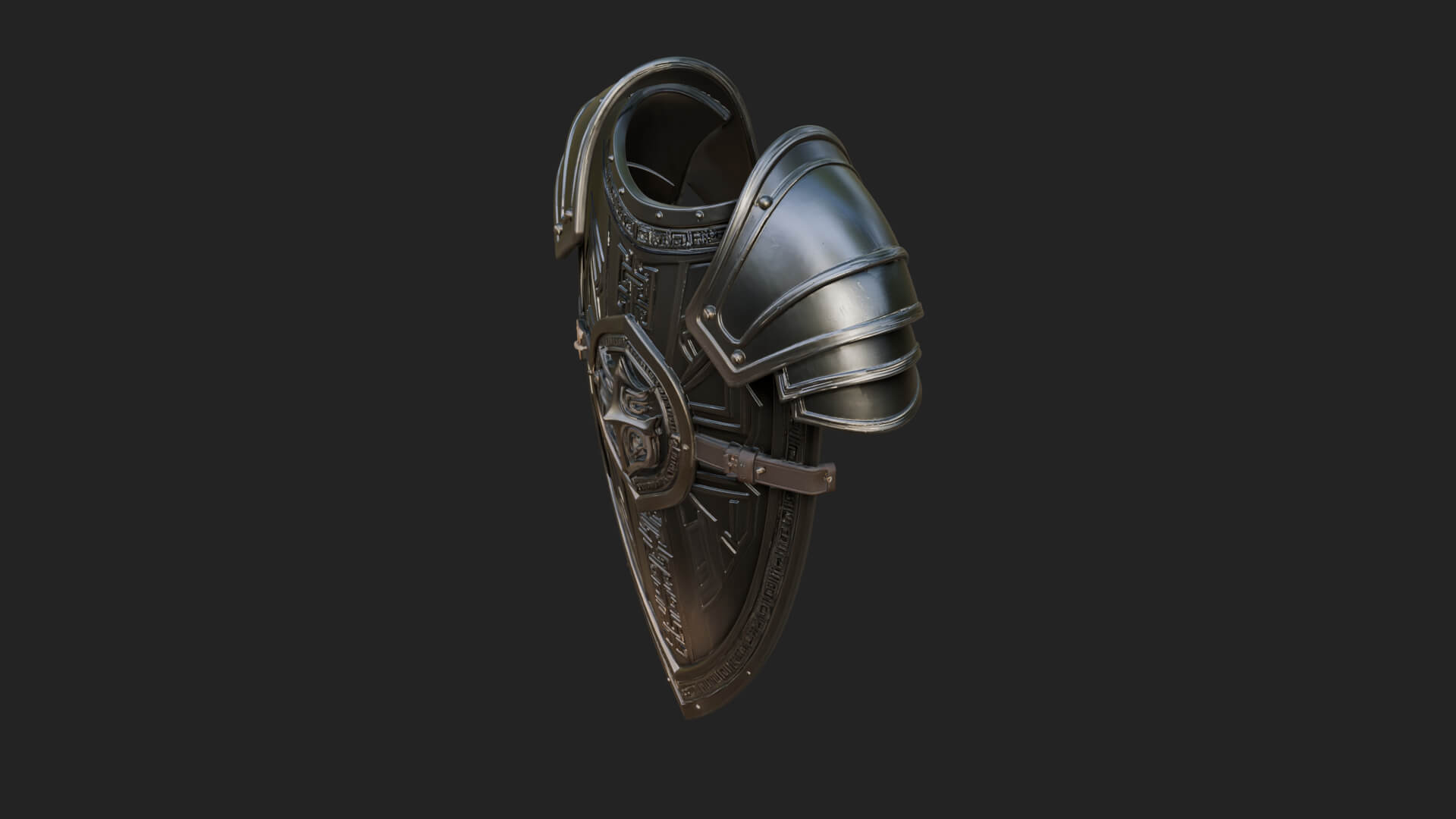 Pauldron Mounted Kite Shield Model Design 1 3D Print Model 3D Model