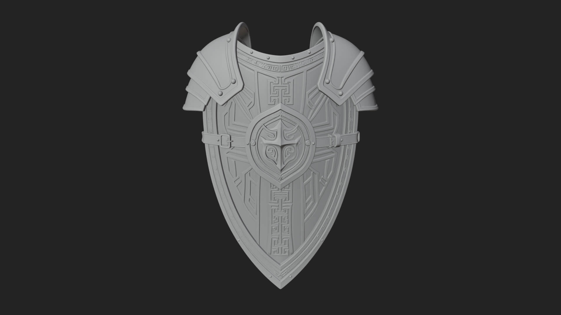 Pauldron Mounted Kite Shield Model Design 1 3D Print Model 3D Model