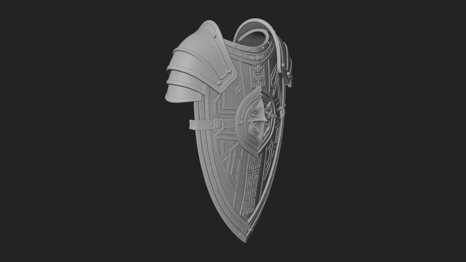 Pauldron Mounted Kite Shield Model Design 1 3D Print Model 3D Model