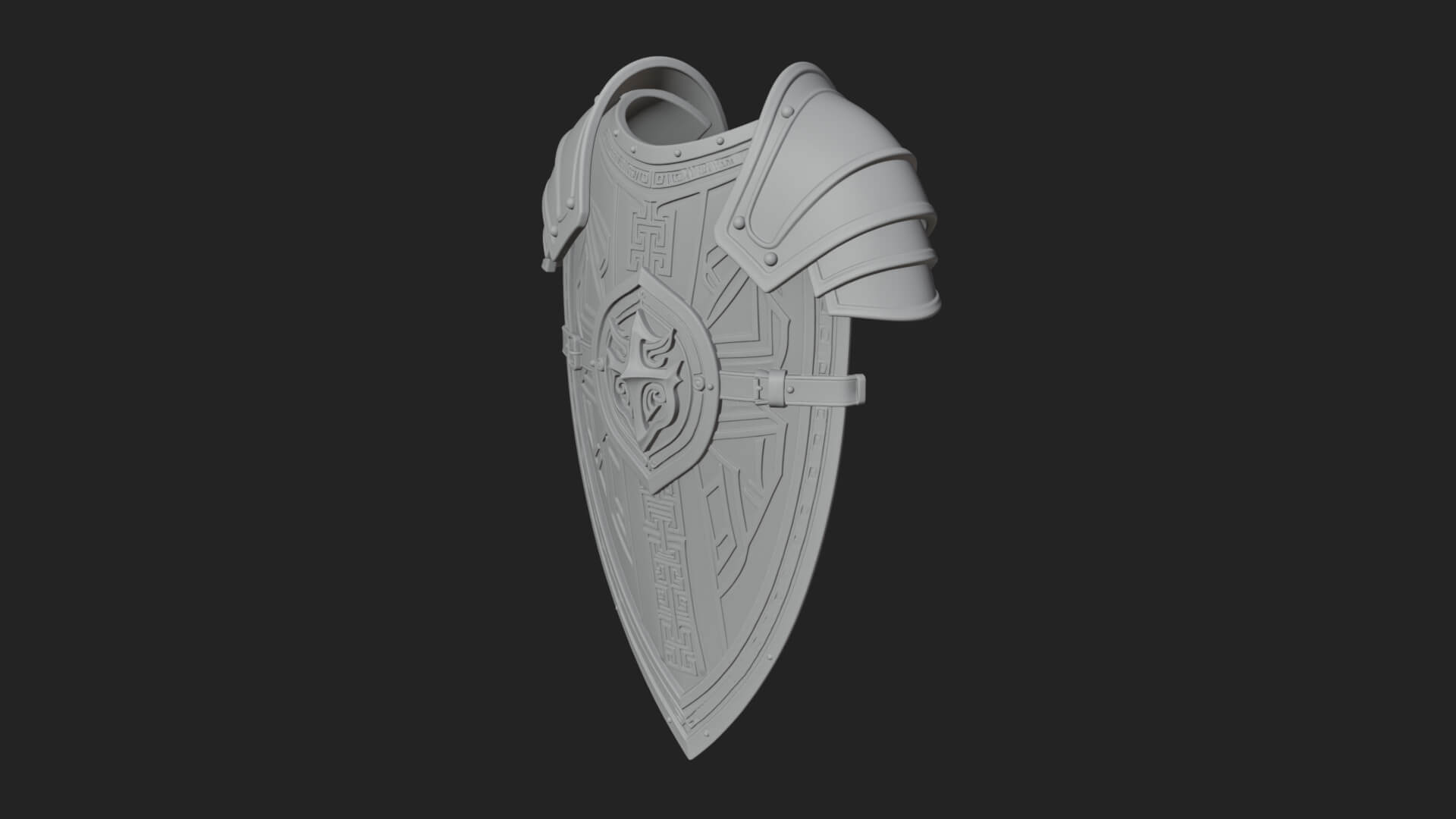 Pauldron Mounted Kite Shield Model Design 1 3D Print Model 3D Model