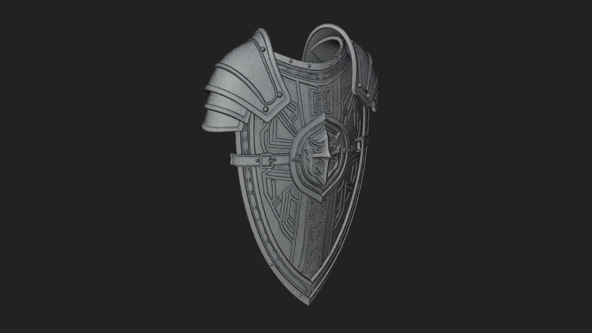 Pauldron Mounted Kite Shield Model Design 1 3D Print Model 3D Model
