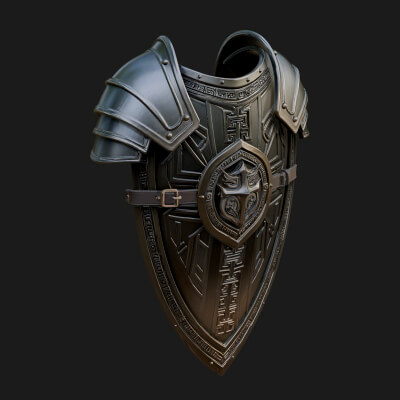 Pauldron Mounted Kite Shield Model Design 1 3D Print Model