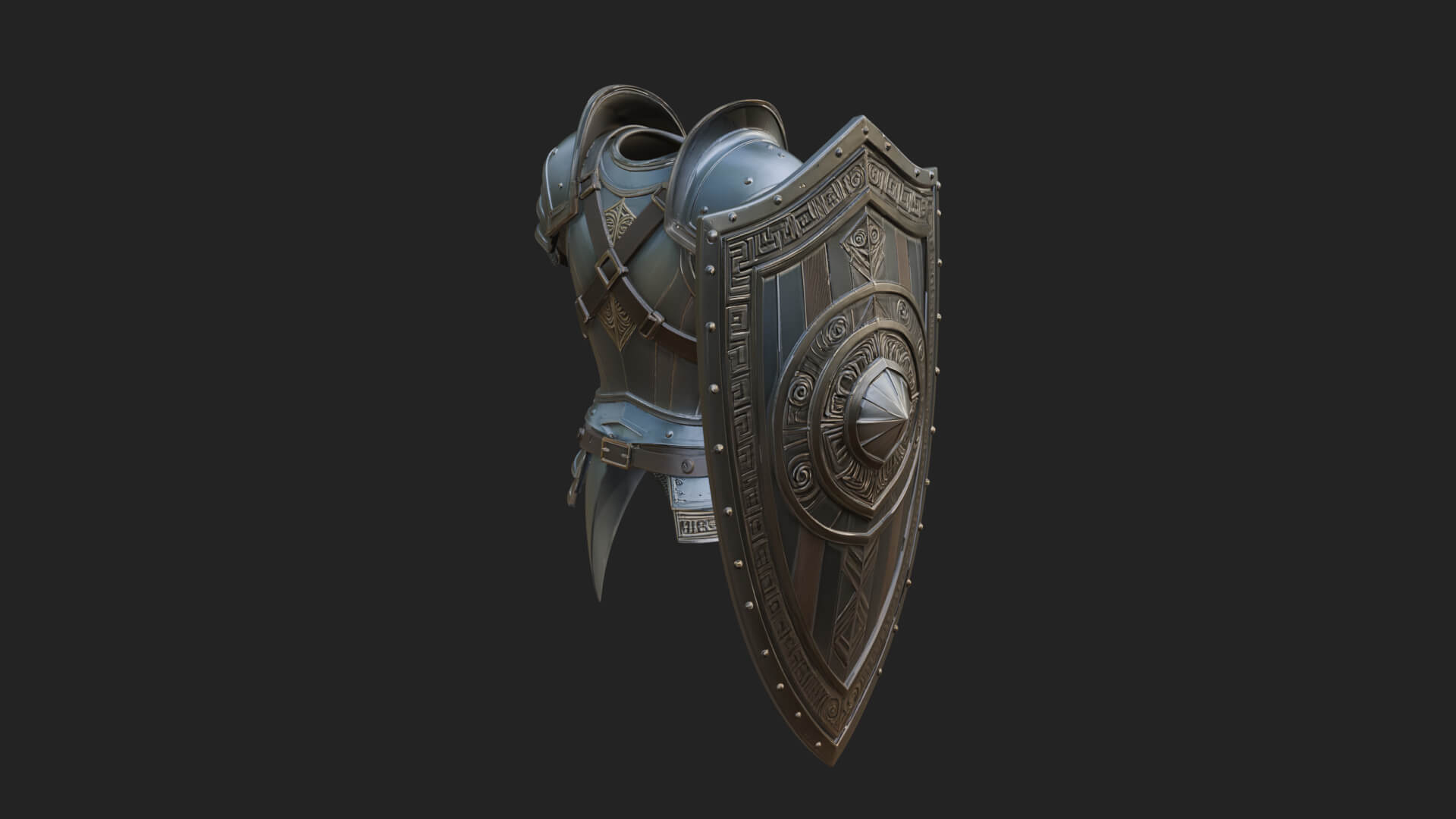 Pauldron Mounted Kite Shield Model Design 2 3D Print Model 3D Model
