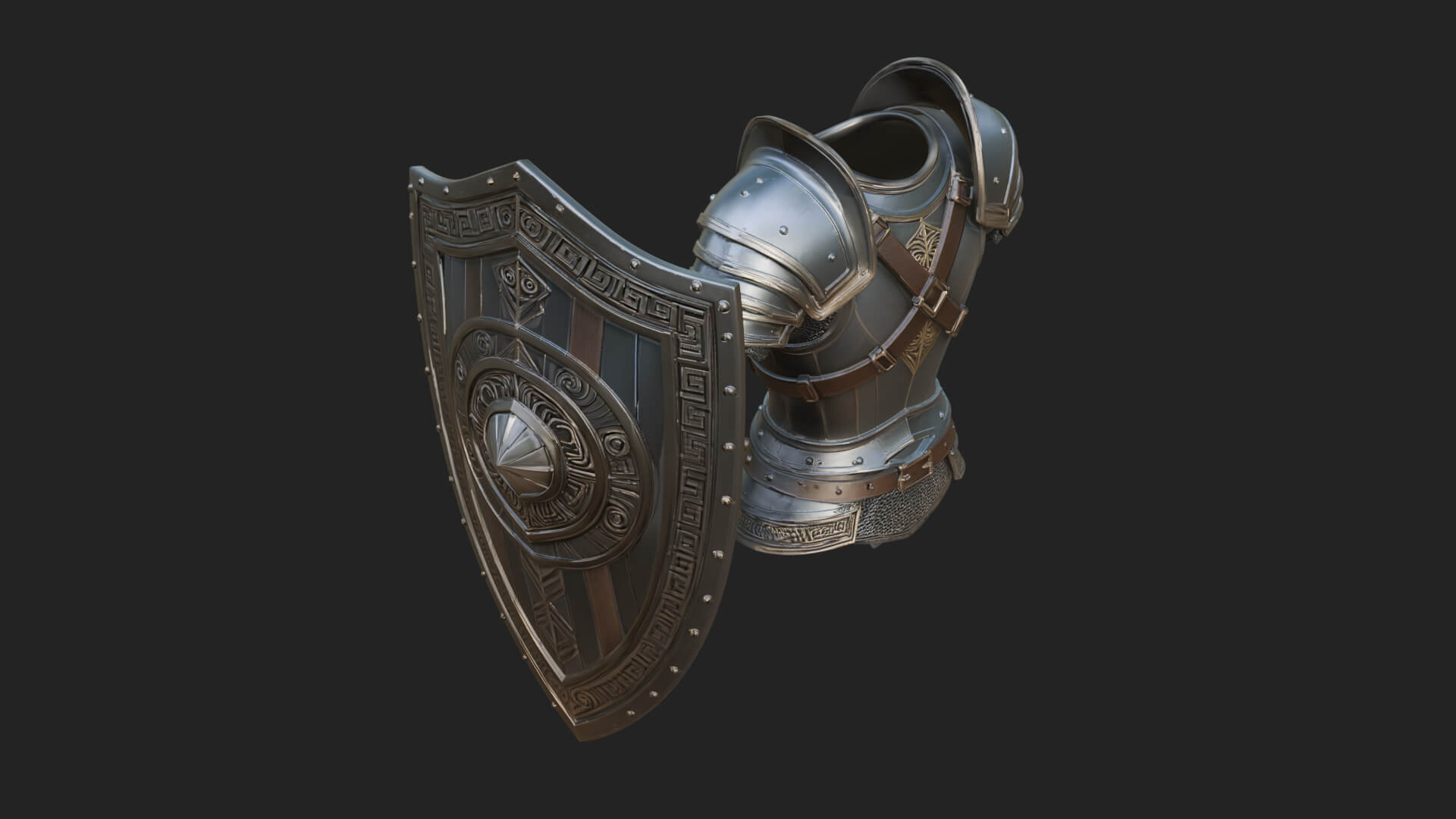 Pauldron Mounted Kite Shield Model Design 2 3D Print Model 3D Model