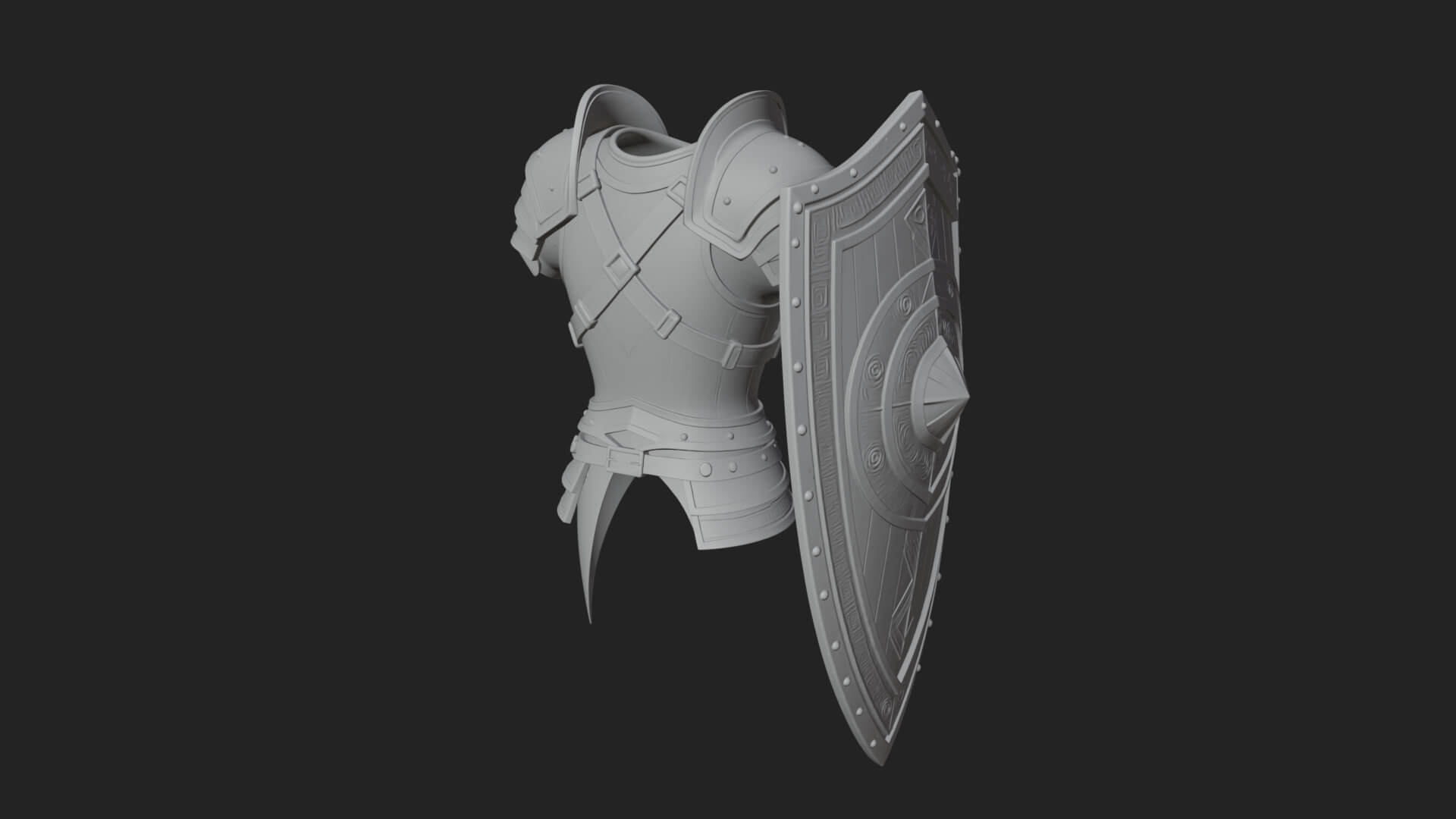 Pauldron Mounted Kite Shield Model Design 2 3D Print Model 3D Model