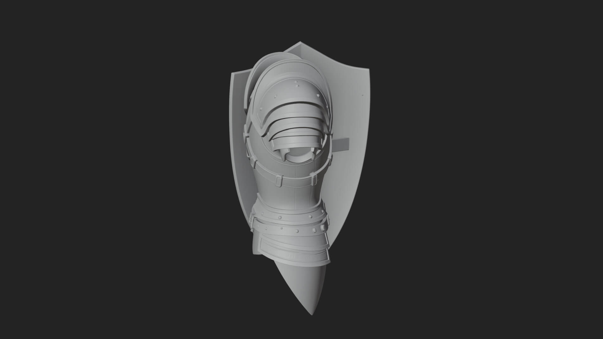 Pauldron Mounted Kite Shield Model Design 2 3D Print Model 3D Model