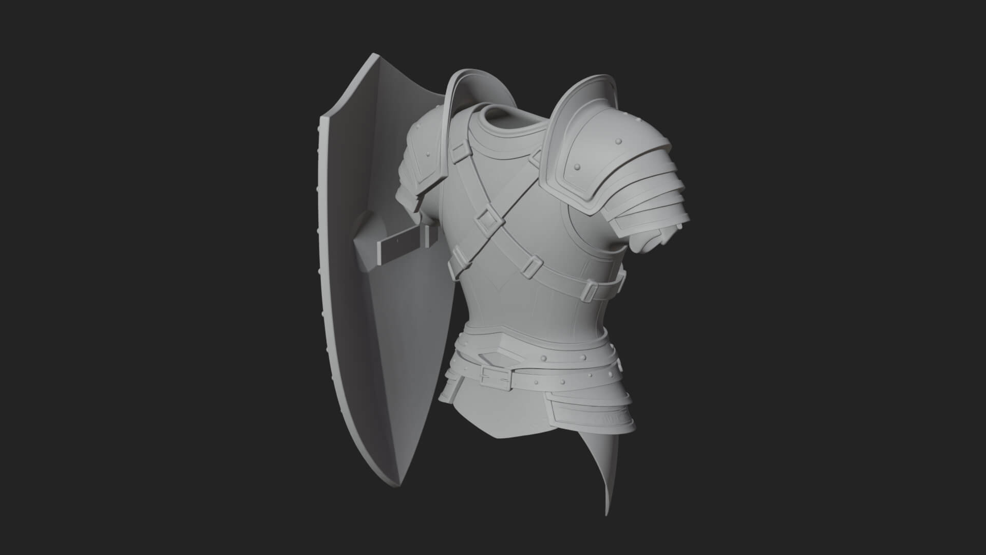 Pauldron Mounted Kite Shield Model Design 2 3D Print Model 3D Model
