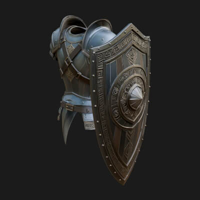 Pauldron Mounted Kite Shield Model Design 2 3D Print Model