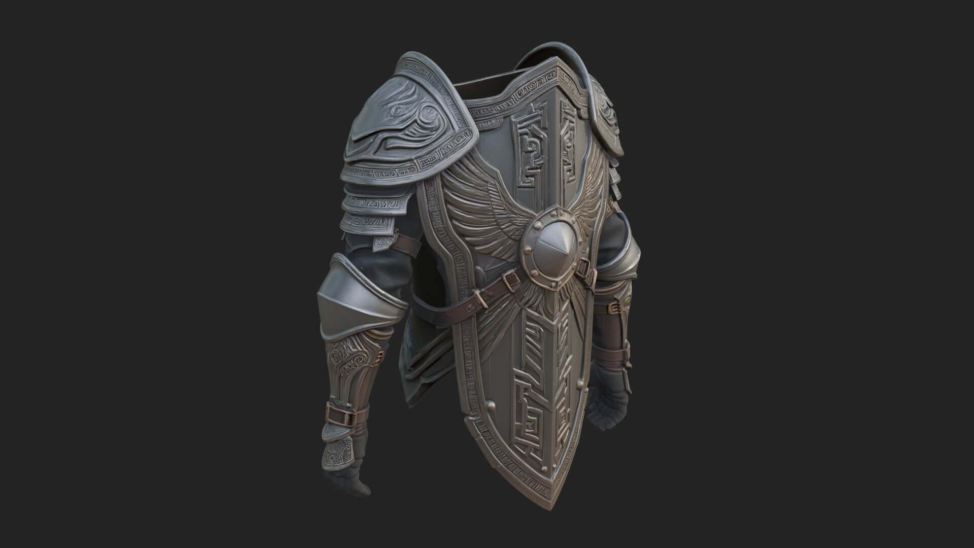 Pauldron Mounted Kite Shield Model Design 3 3D Print Model 3D Model