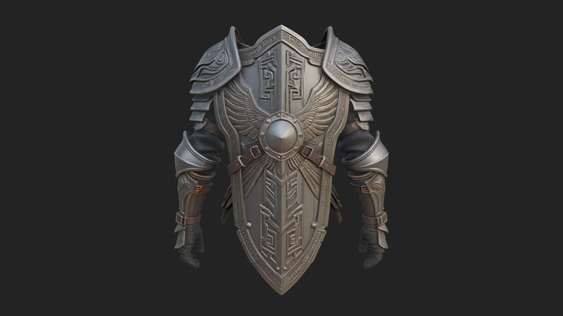 Pauldron Mounted Kite Shield Model Design 3 3D Print Model 3D Model
