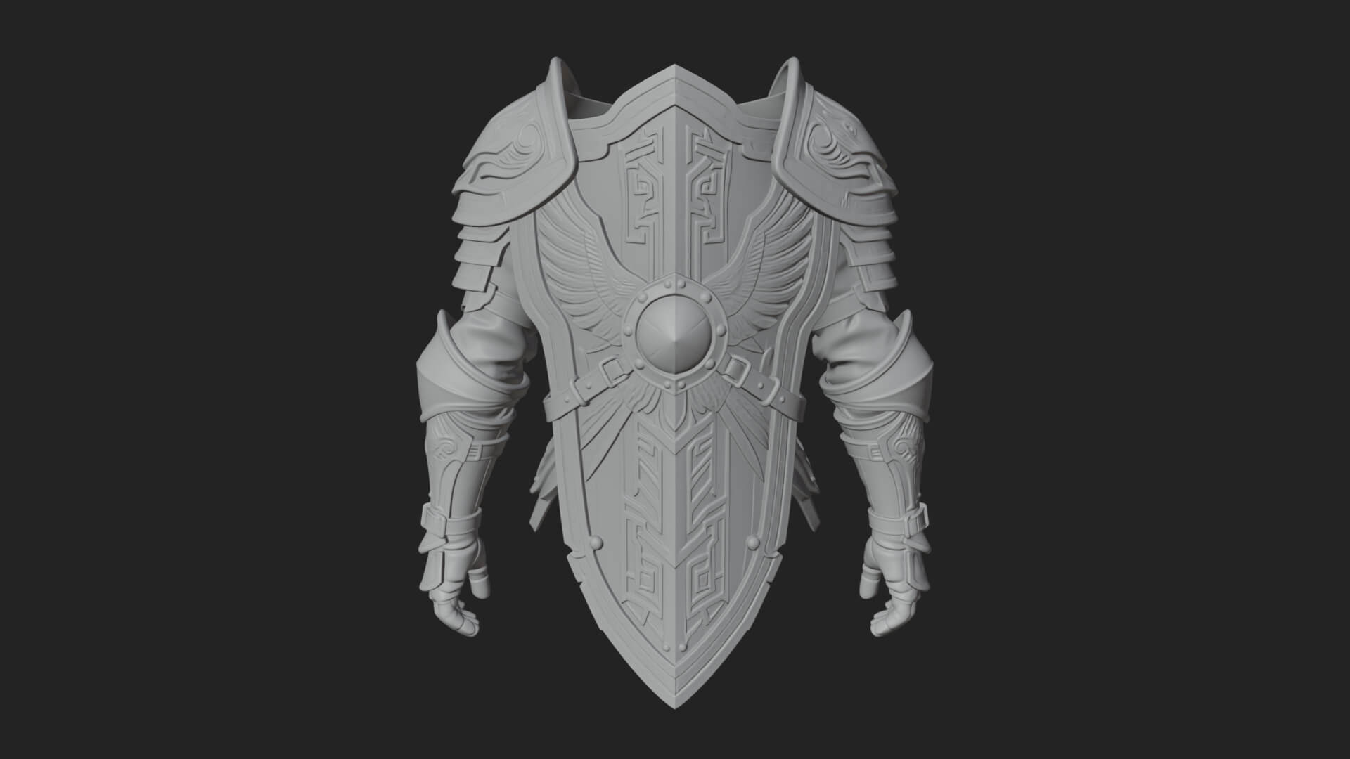 Pauldron Mounted Kite Shield Model Design 3 3D Print Model 3D Model