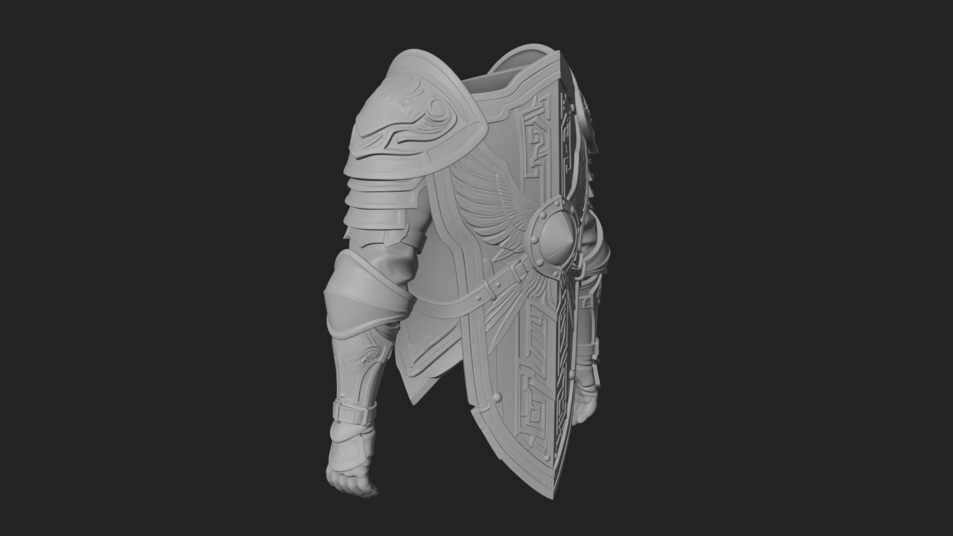 Pauldron Mounted Kite Shield Model Design 3 3D Print Model 3D Model