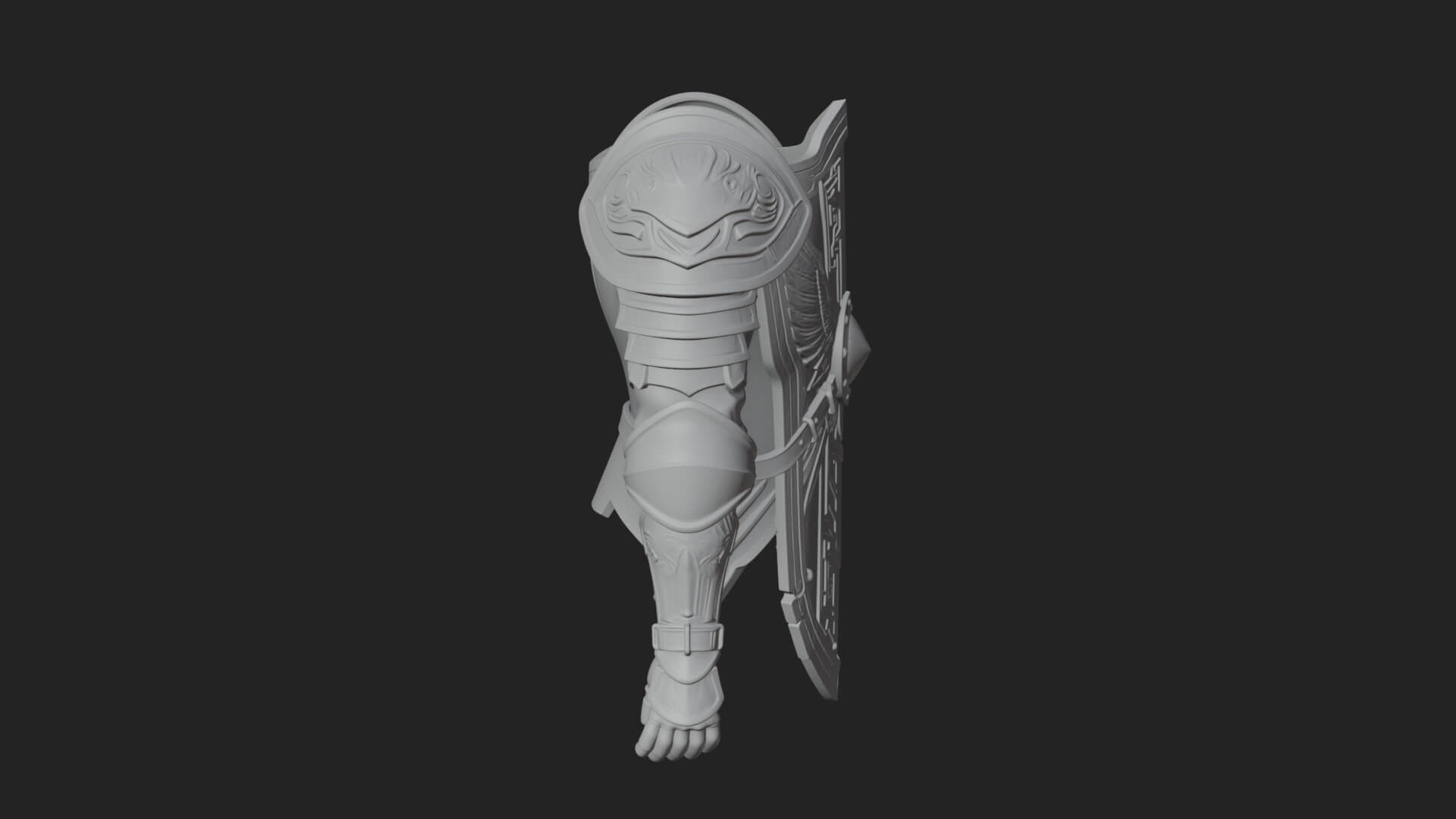 Pauldron Mounted Kite Shield Model Design 3 3D Print Model 3D Model