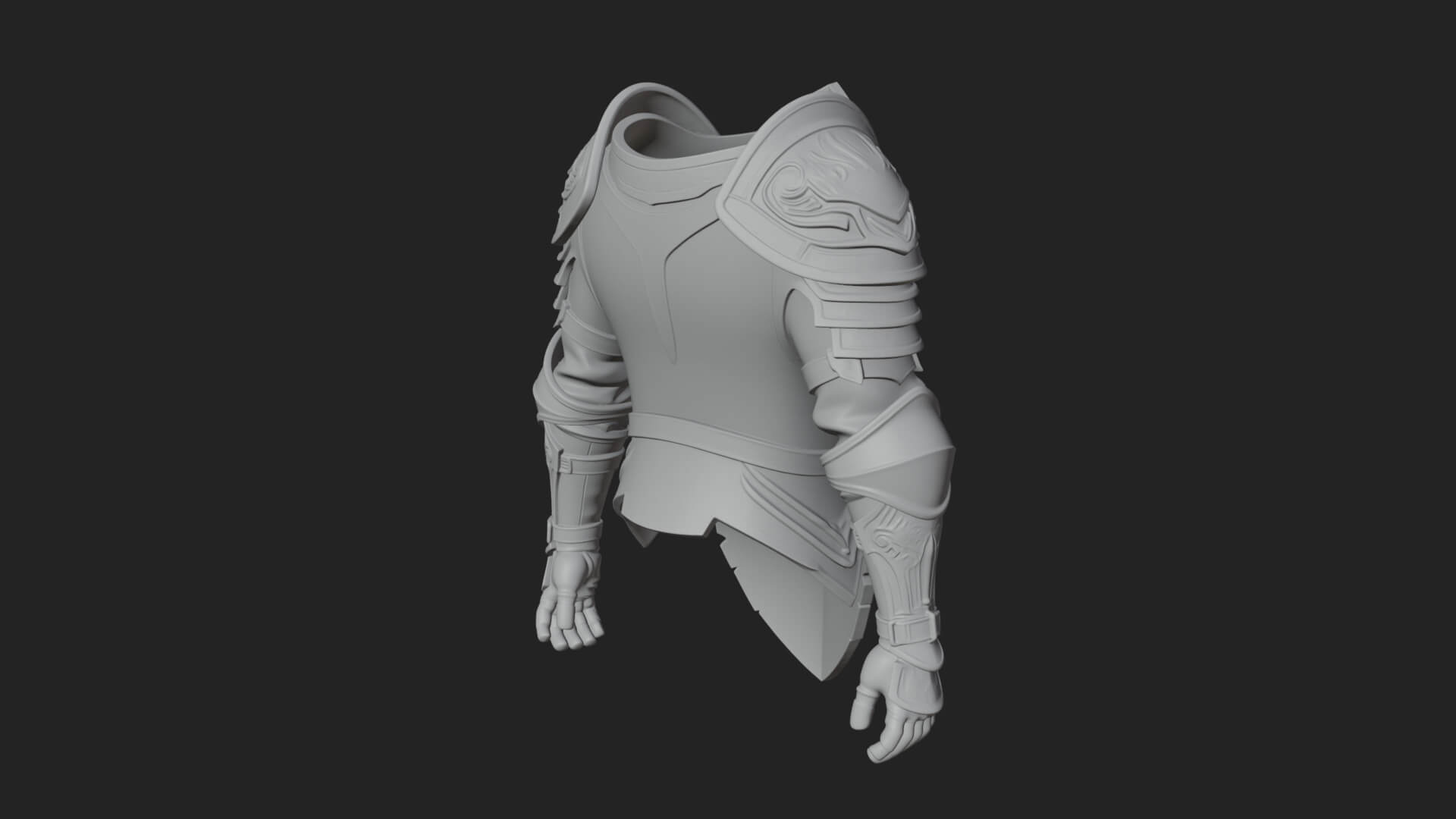 Pauldron Mounted Kite Shield Model Design 3 3D Print Model 3D Model