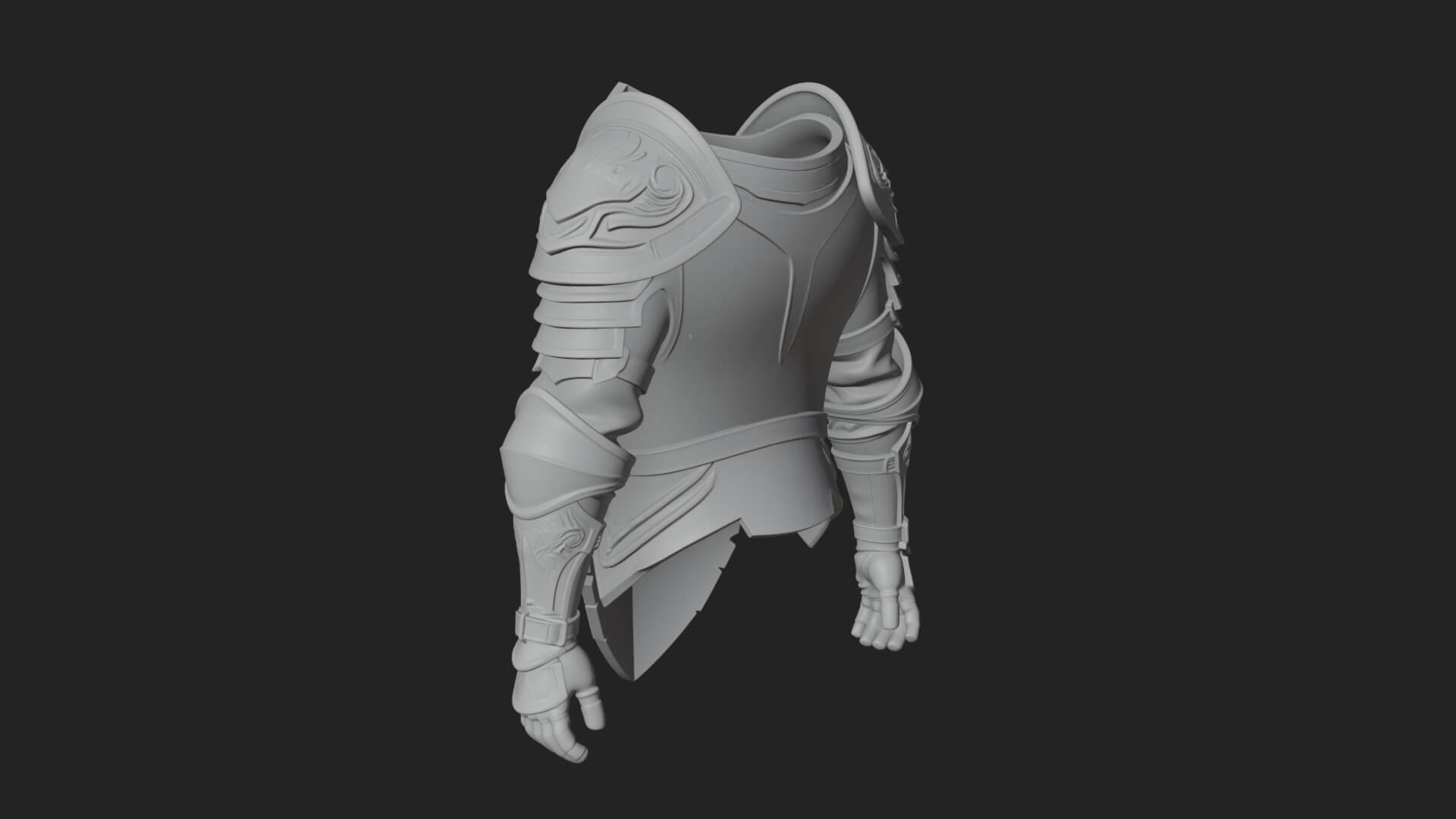Pauldron Mounted Kite Shield Model Design 3 3D Print Model 3D Model