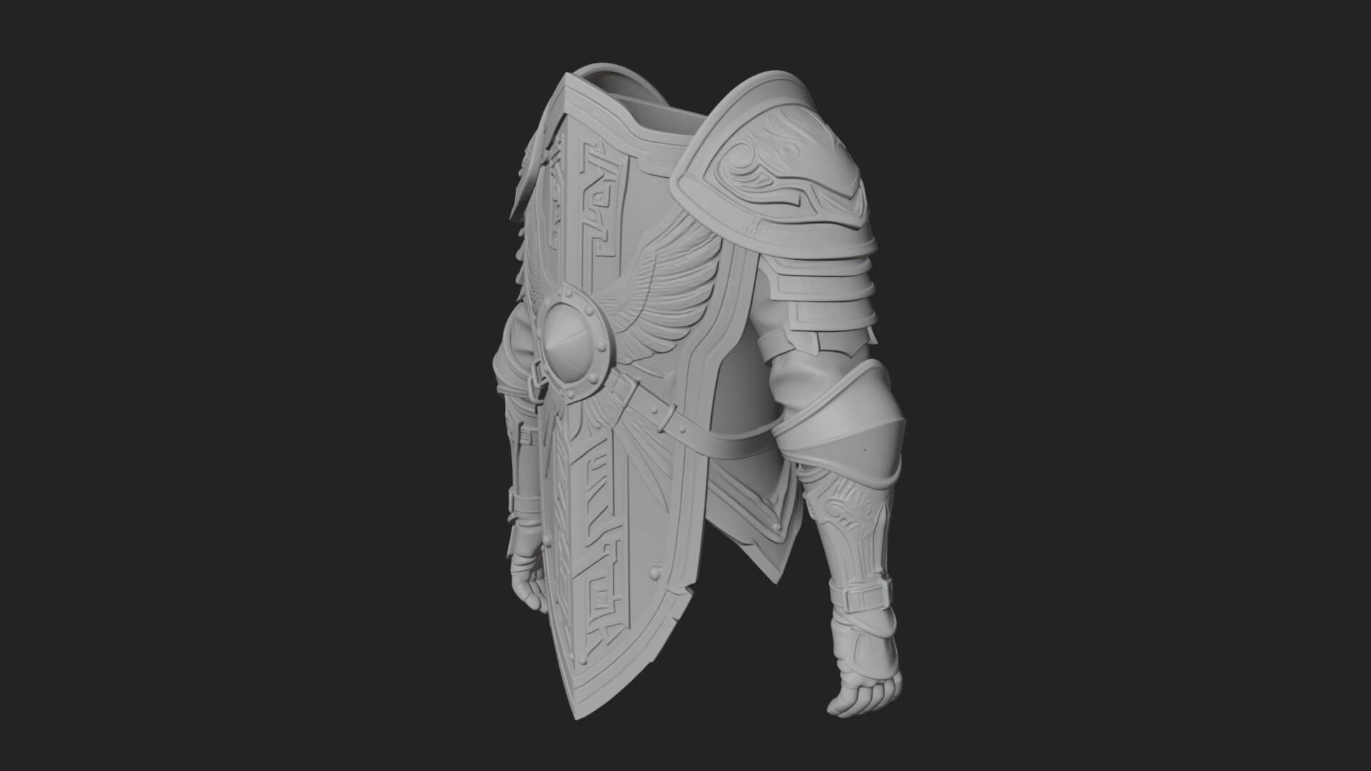 Pauldron Mounted Kite Shield Model Design 3 3D Print Model 3D Model
