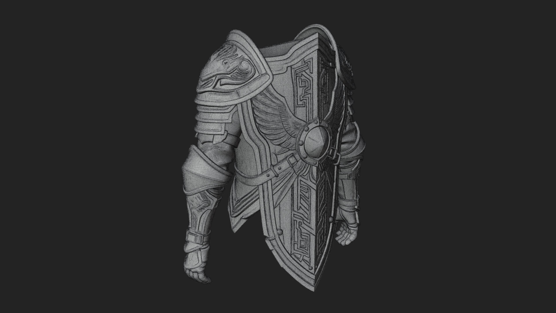 Pauldron Mounted Kite Shield Model Design 3 3D Print Model 3D Model
