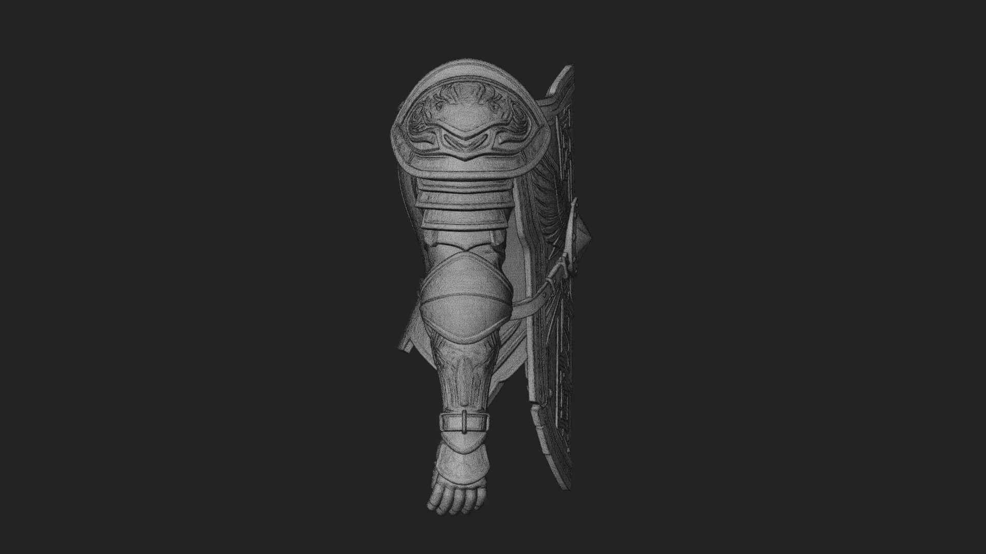 Pauldron Mounted Kite Shield Model Design 3 3D Print Model 3D Model