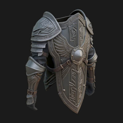 Pauldron Mounted Kite Shield Model Design 3 3D Print Model