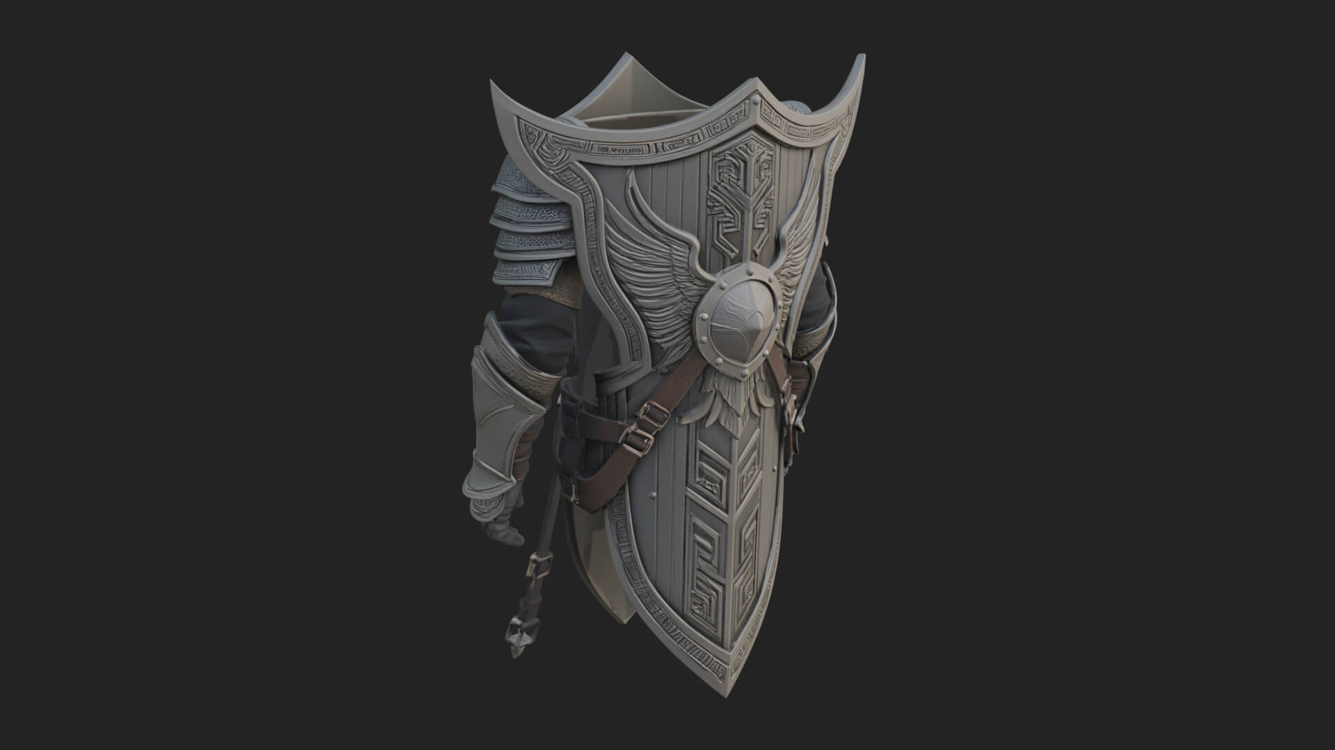 Pauldron Mounted Kite Shield Model Design 4 3D Print Model 3D Model