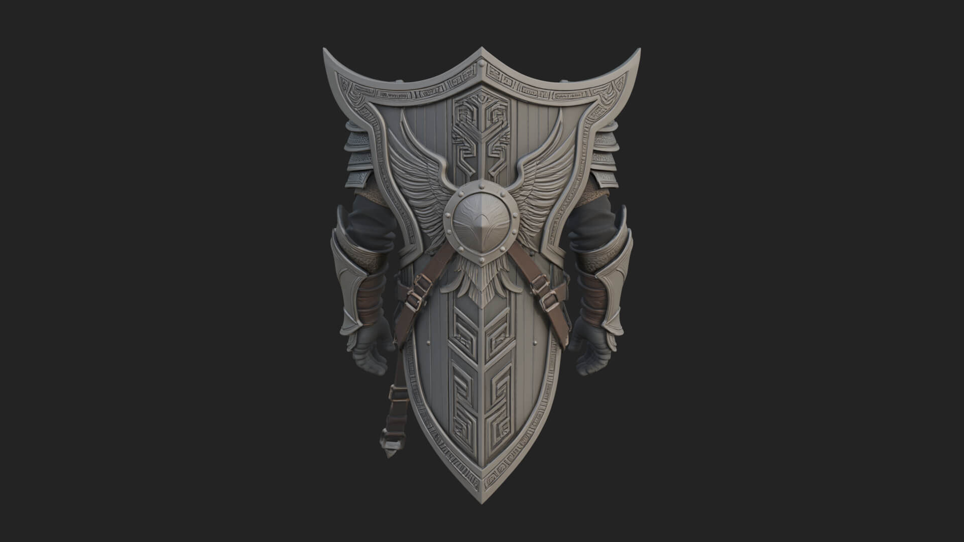 Pauldron Mounted Kite Shield Model Design 4 3D Print Model 3D Model