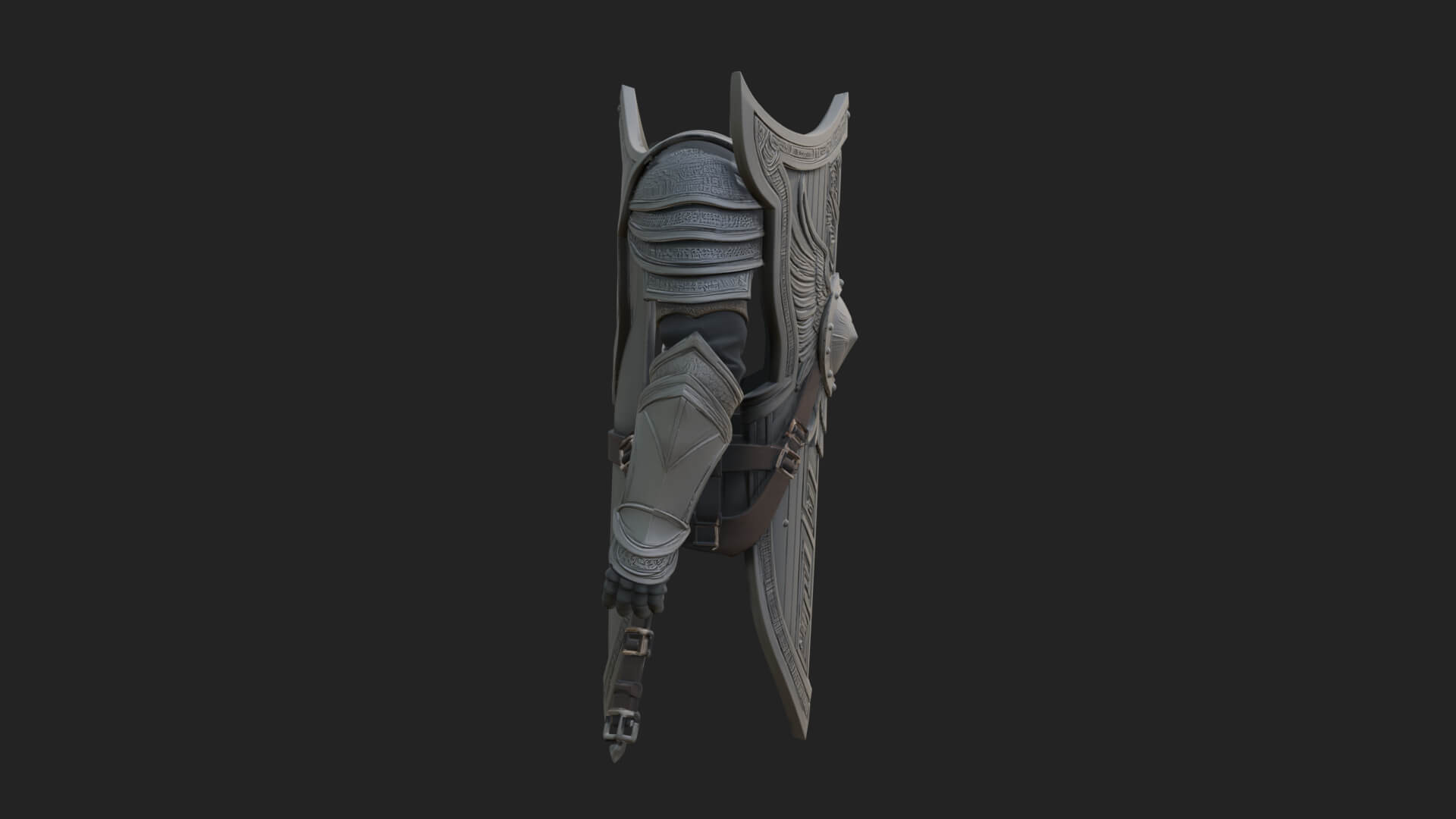 Pauldron Mounted Kite Shield Model Design 4 3D Print Model 3D Model