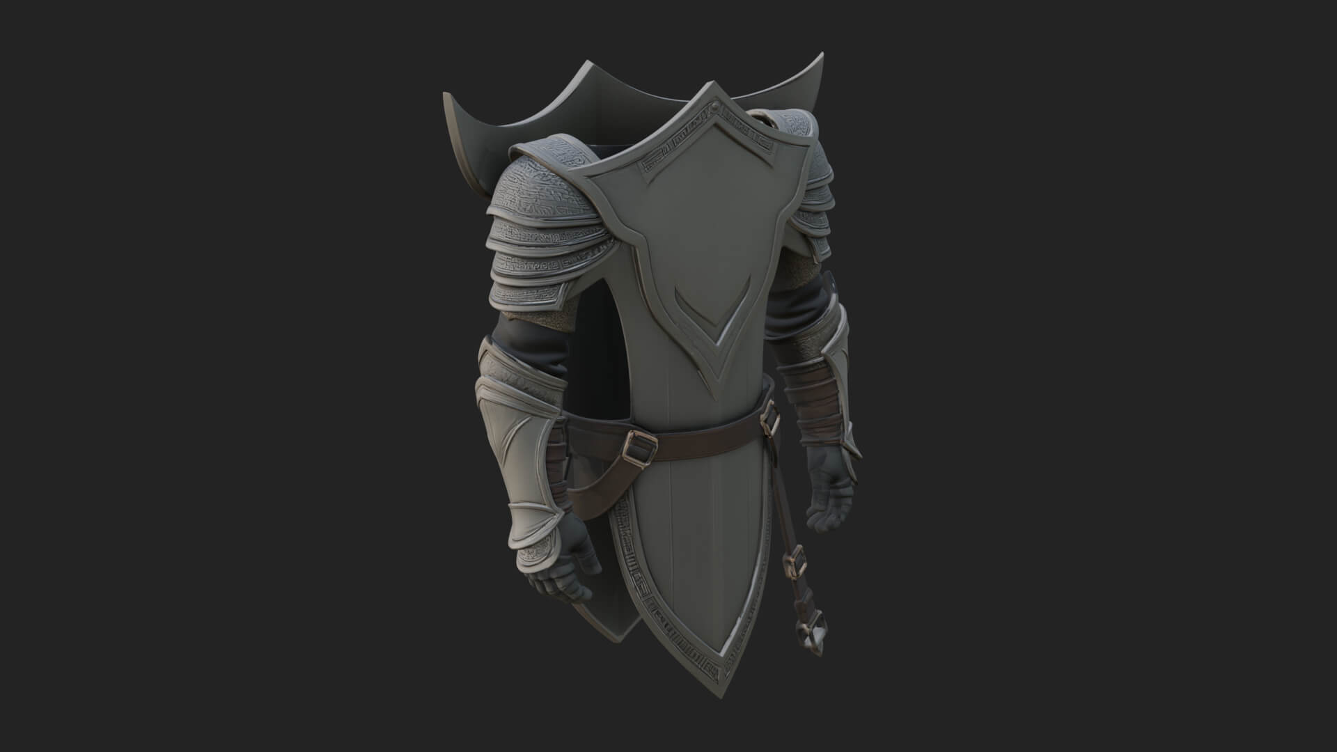 Pauldron Mounted Kite Shield Model Design 4 3D Print Model 3D Model