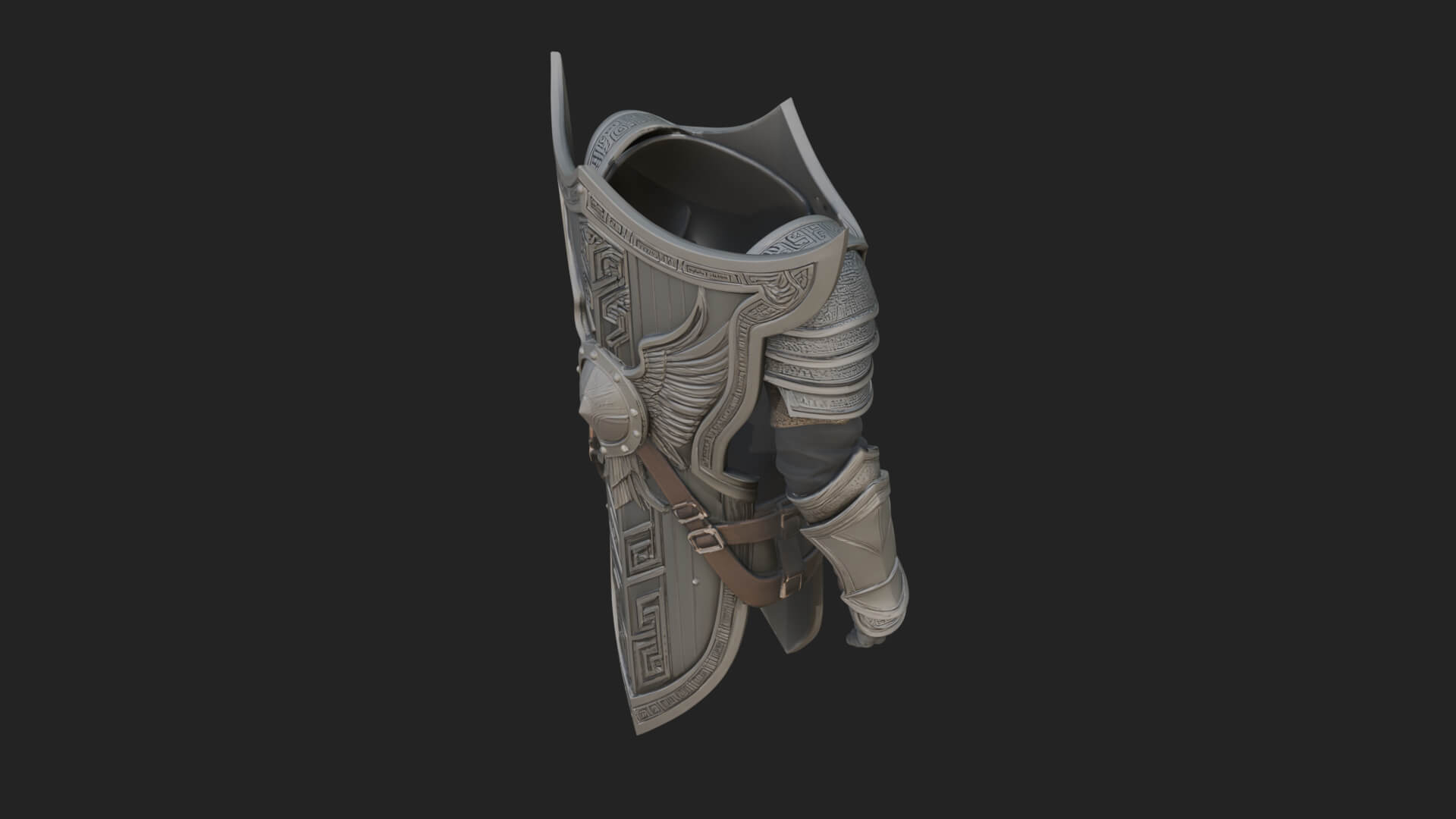 Pauldron Mounted Kite Shield Model Design 4 3D Print Model 3D Model