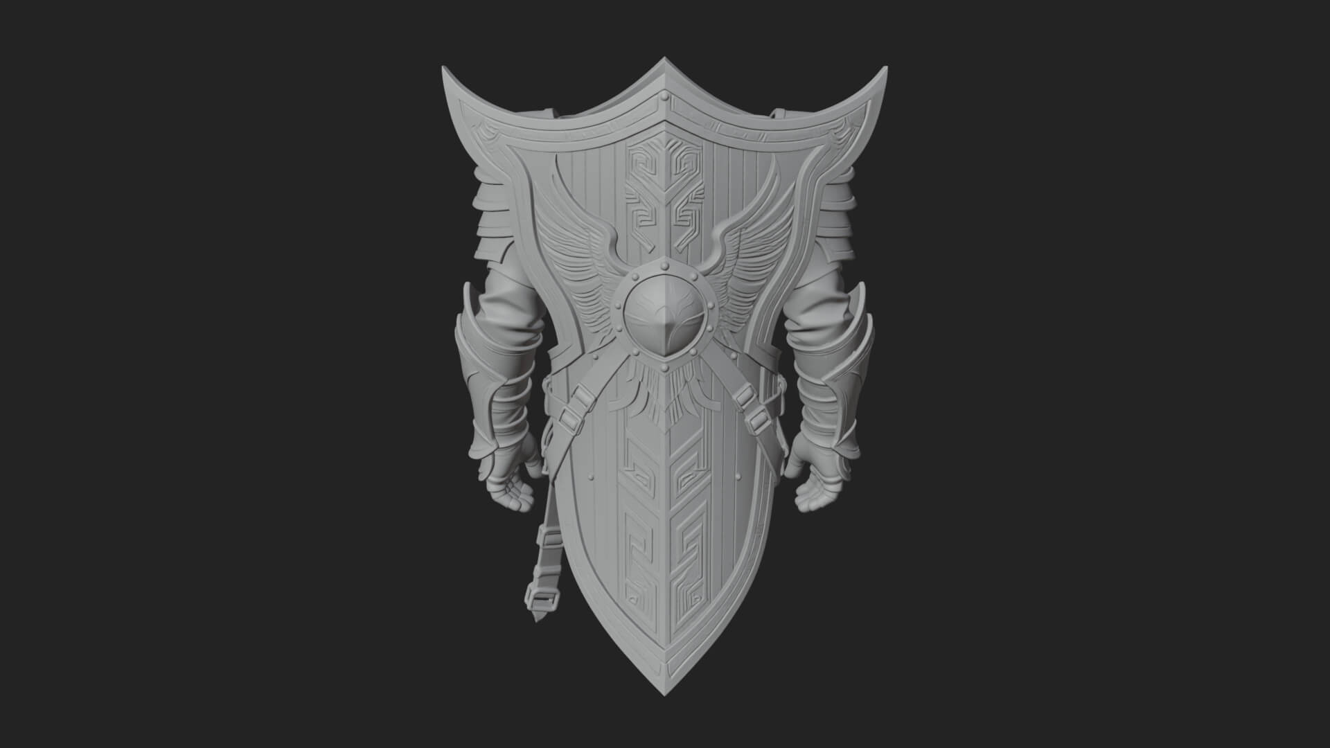 Pauldron Mounted Kite Shield Model Design 4 3D Print Model 3D Model