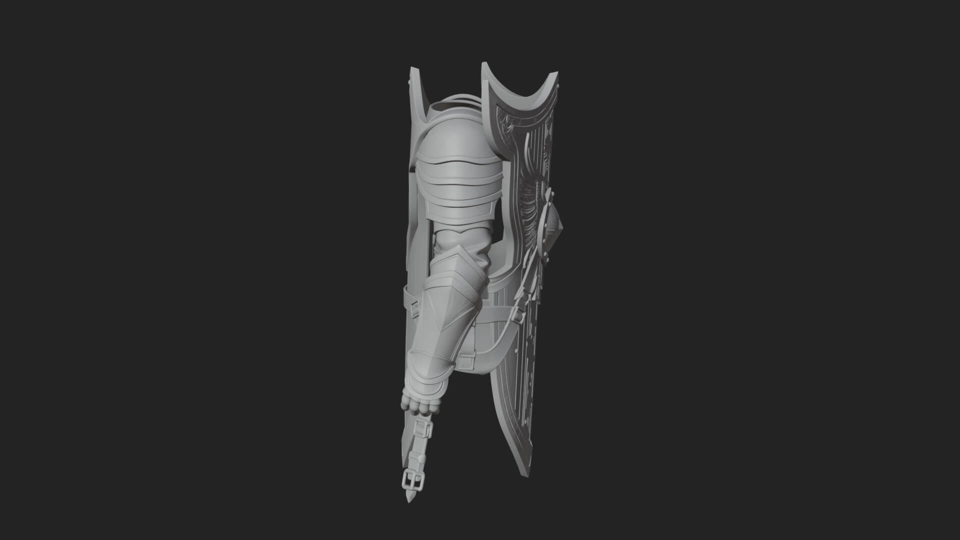 Pauldron Mounted Kite Shield Model Design 4 3D Print Model 3D Model