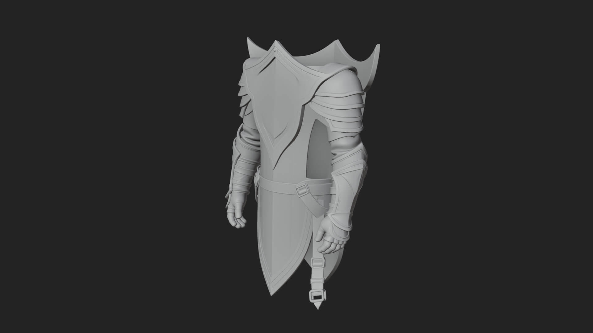 Pauldron Mounted Kite Shield Model Design 4 3D Print Model 3D Model