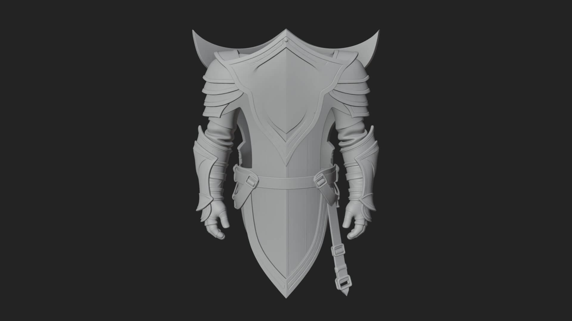 Pauldron Mounted Kite Shield Model Design 4 3D Print Model 3D Model