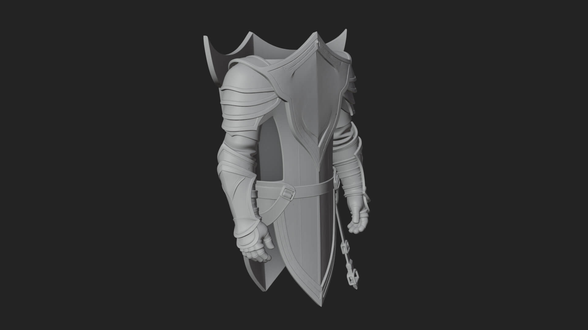 Pauldron Mounted Kite Shield Model Design 4 3D Print Model 3D Model