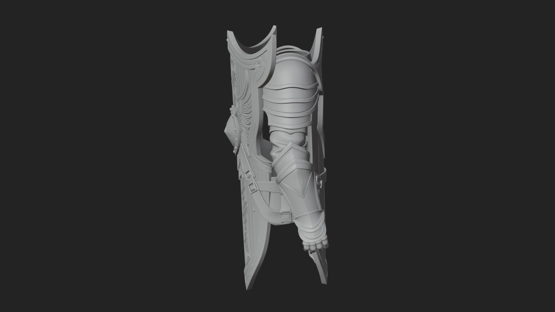 Pauldron Mounted Kite Shield Model Design 4 3D Print Model 3D Model