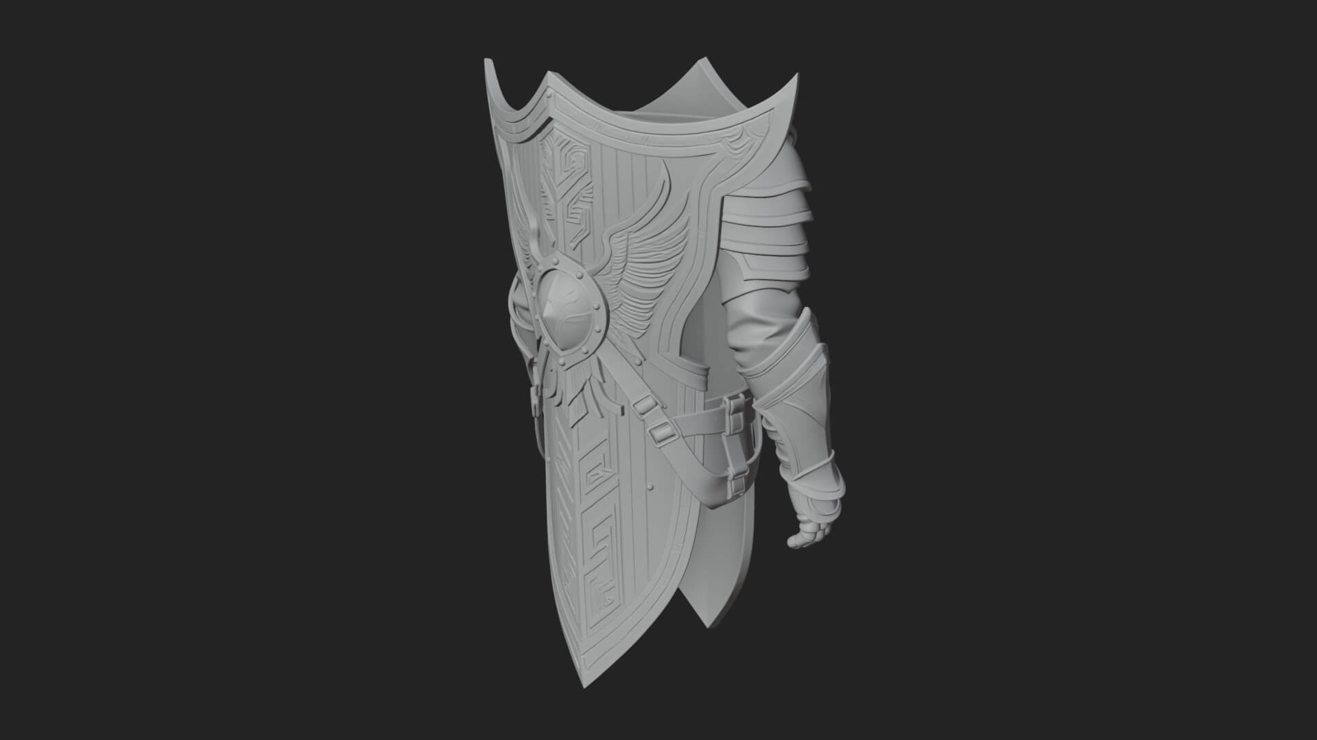 Pauldron Mounted Kite Shield Model Design 4 3D Print Model 3D Model