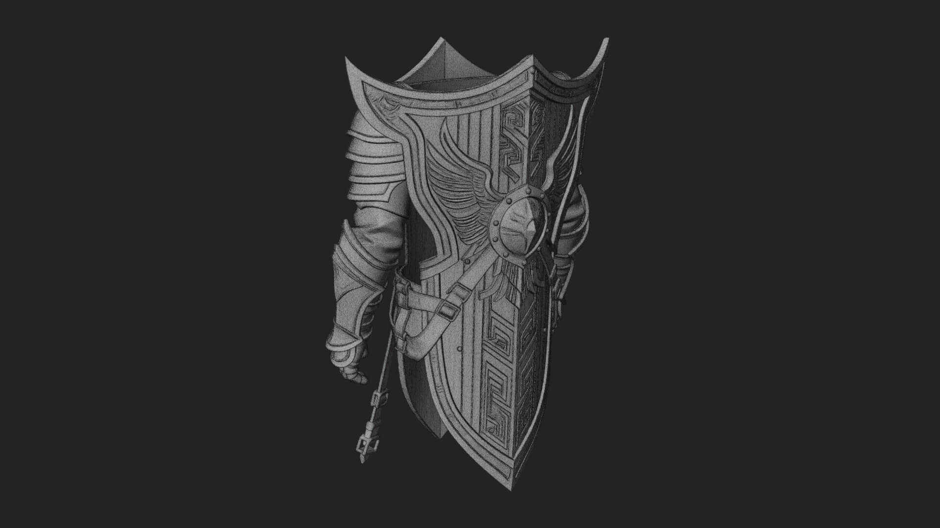 Pauldron Mounted Kite Shield Model Design 4 3D Print Model 3D Model