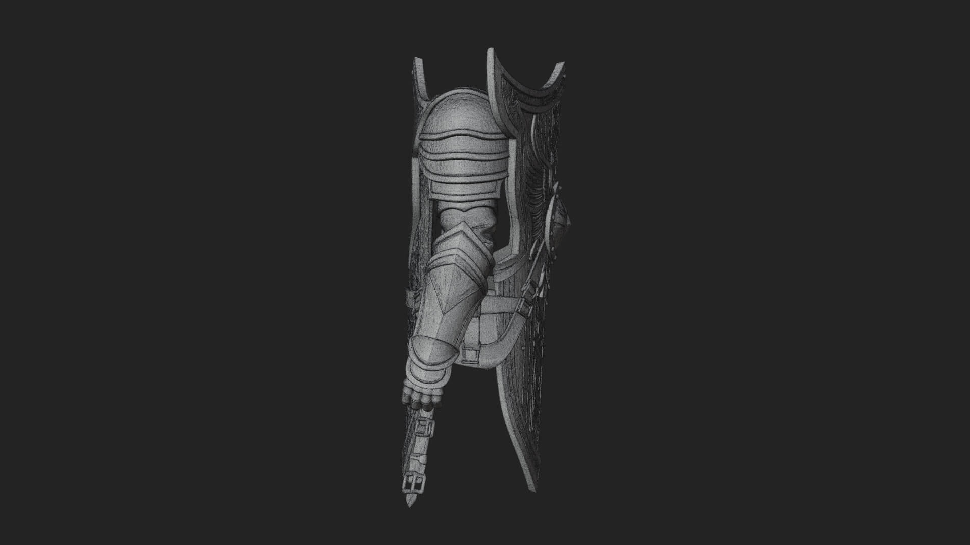 Pauldron Mounted Kite Shield Model Design 4 3D Print Model 3D Model