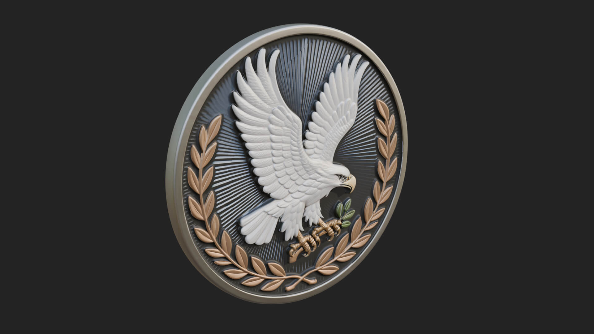 Peace Dove Laurel Oval Plaque Design 1 3D Print Model 3D Model