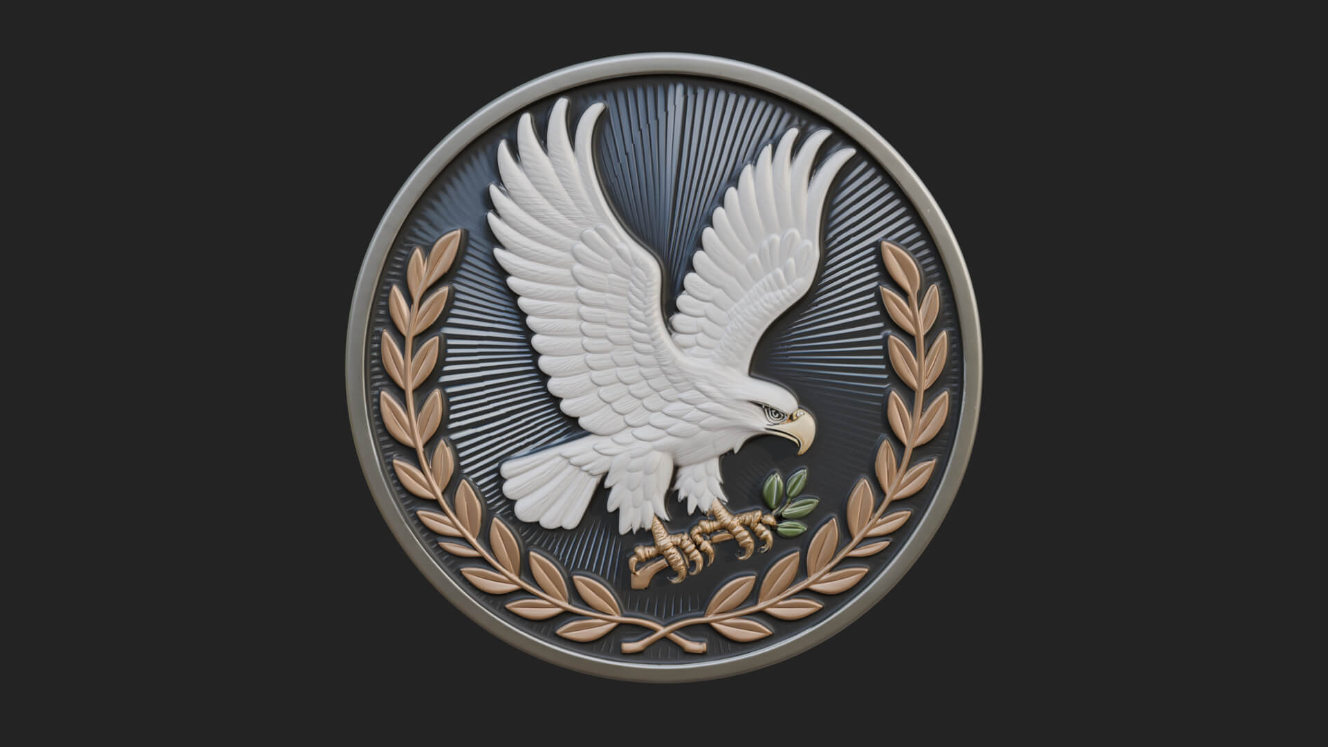 Peace Dove Laurel Oval Plaque Design 1 3D Print Model 3D Model
