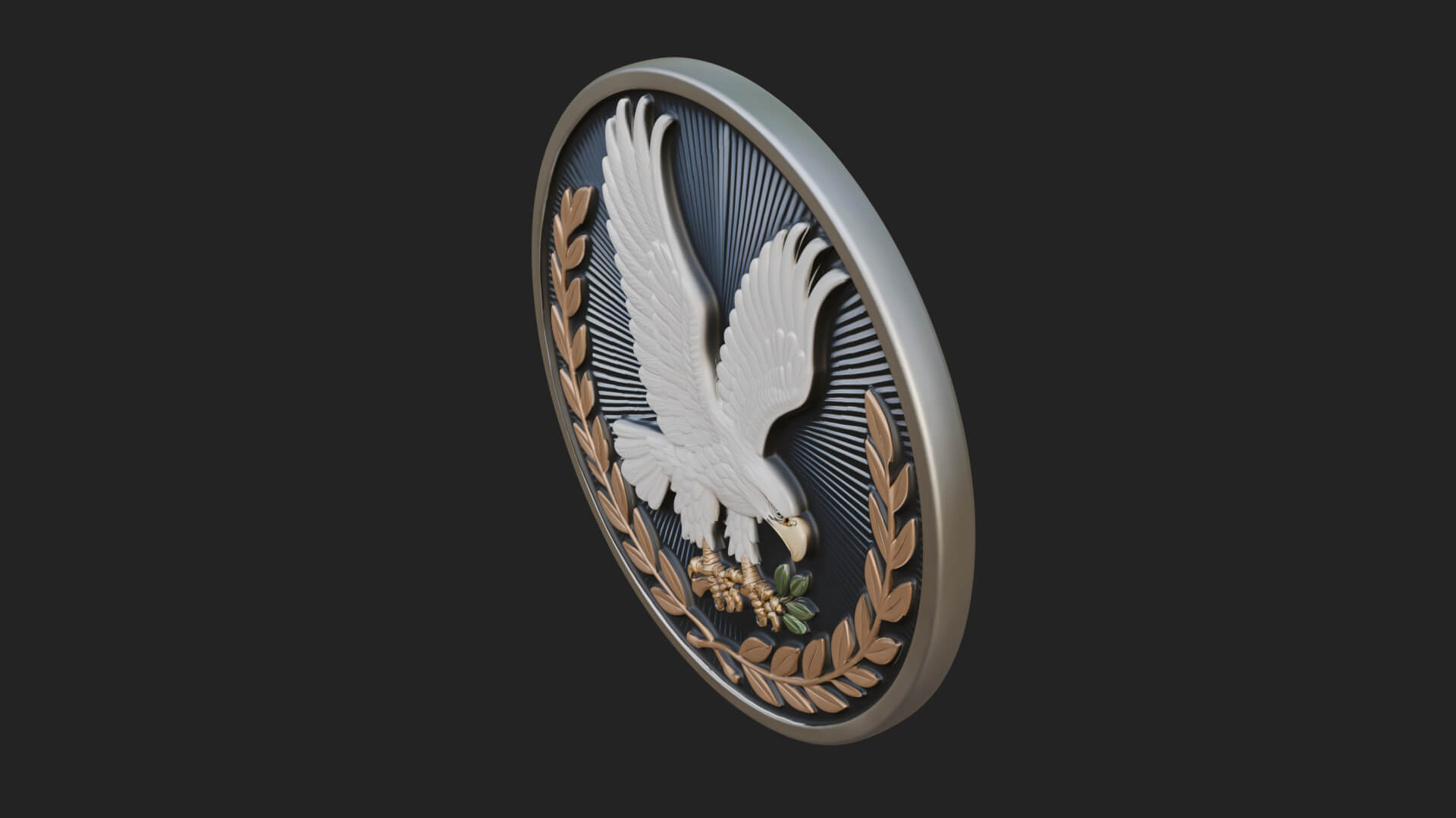 Peace Dove Laurel Oval Plaque Design 1 3D Print Model 3D Model