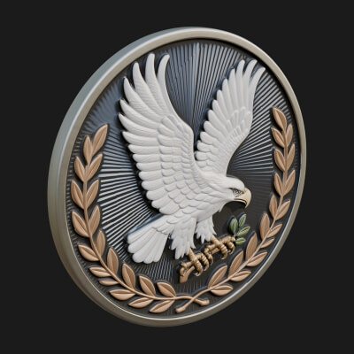 Peace Dove Laurel Oval Plaque Design 1 3D Print Model