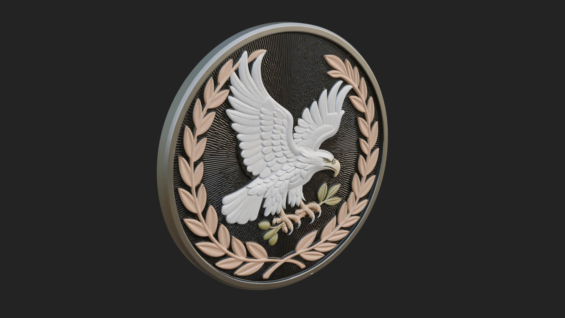 Peace Dove Laurel Oval Plaque Design 2 3D Print Model 3D Model