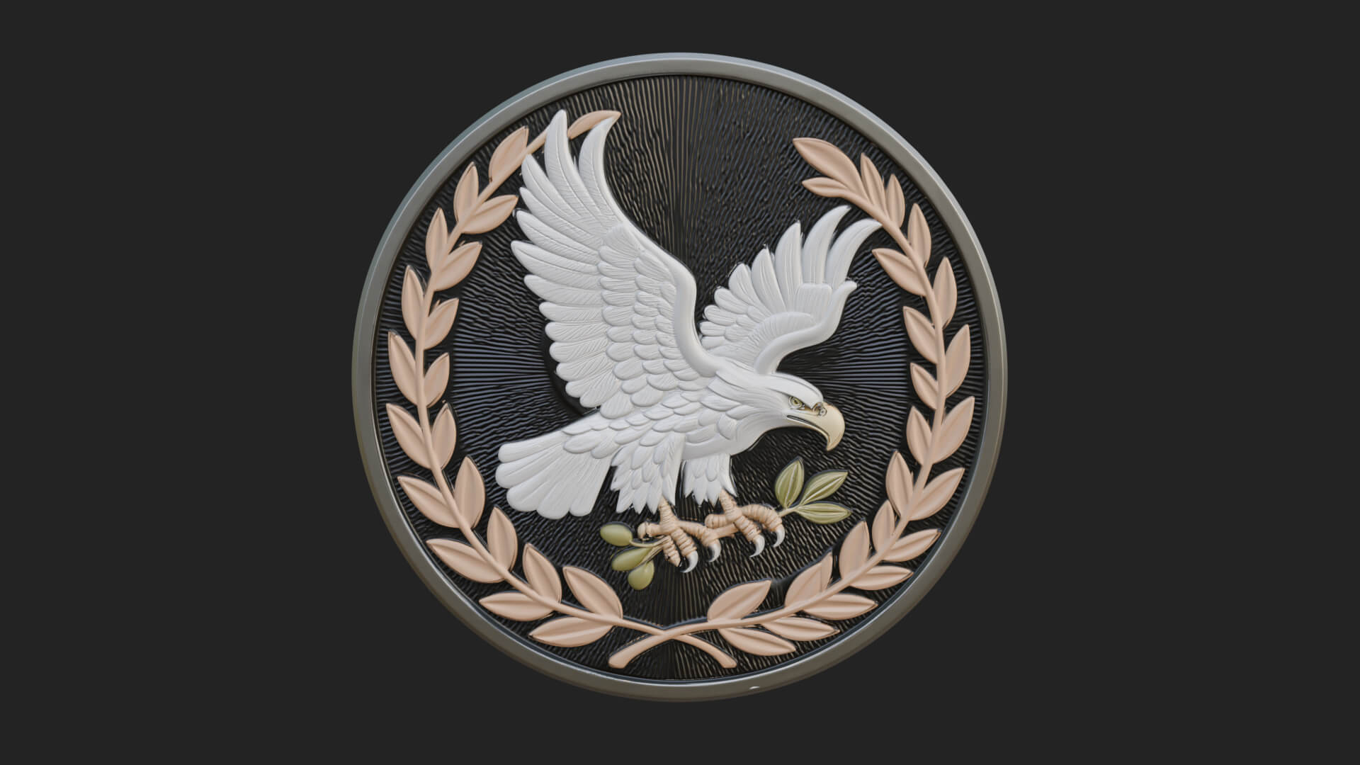 Peace Dove Laurel Oval Plaque Design 2 3D Print Model 3D Model