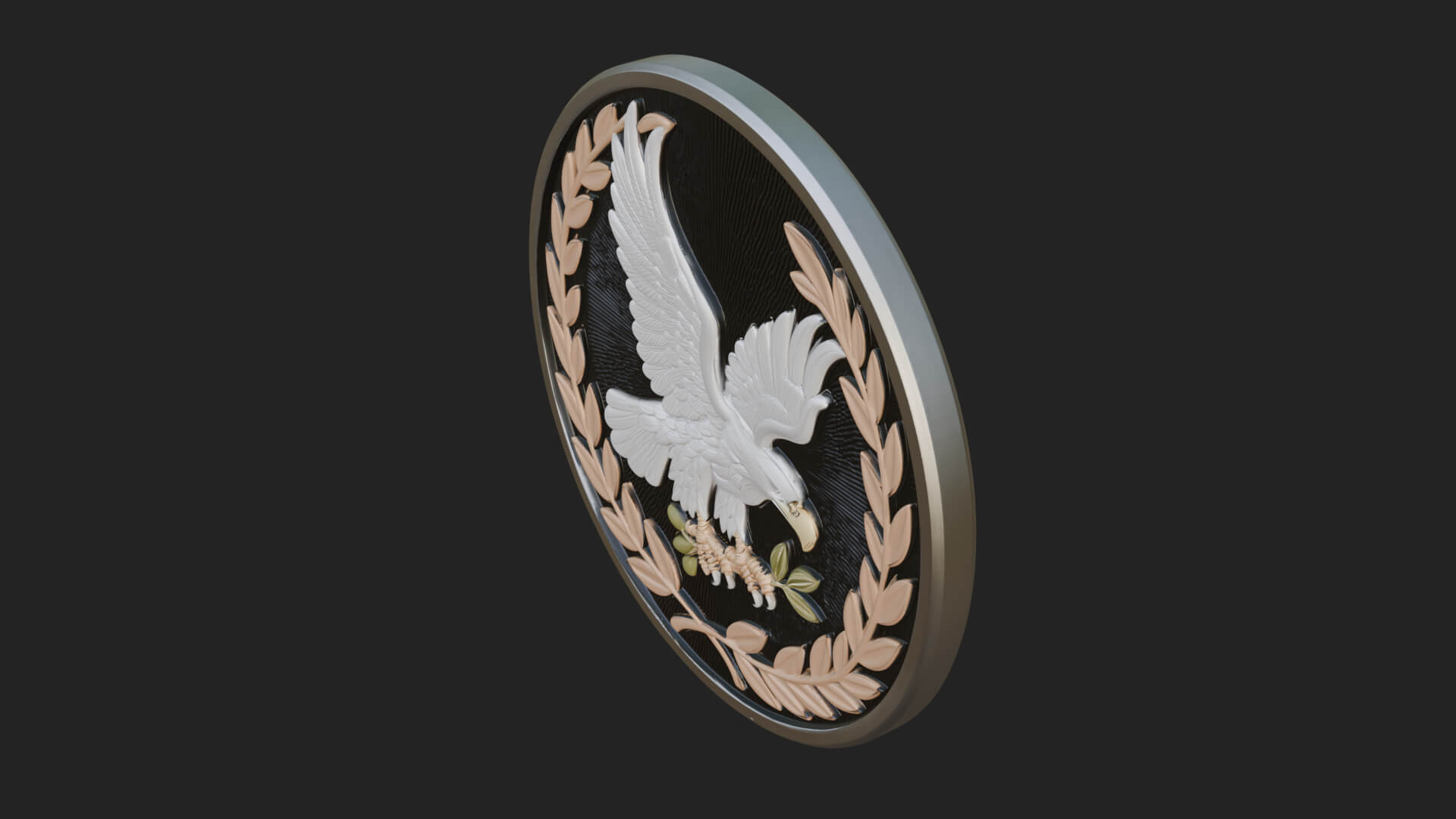 Peace Dove Laurel Oval Plaque Design 2 3D Print Model 3D Model