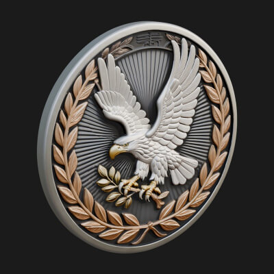 Peace Dove Laurel Oval Plaque Design 3 3D Print Model