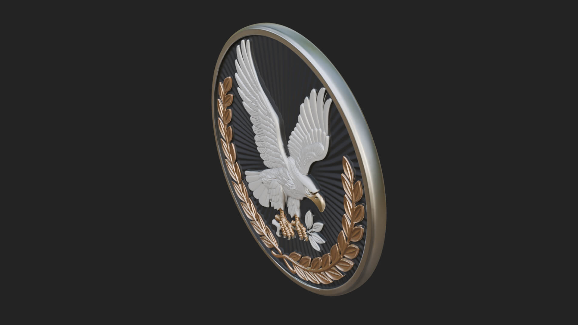 Peace Dove Laurel Oval Plaque Design 4 3D Print Model 3D Model