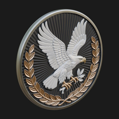 Peace Dove Laurel Oval Plaque Design 4 3D Print Model